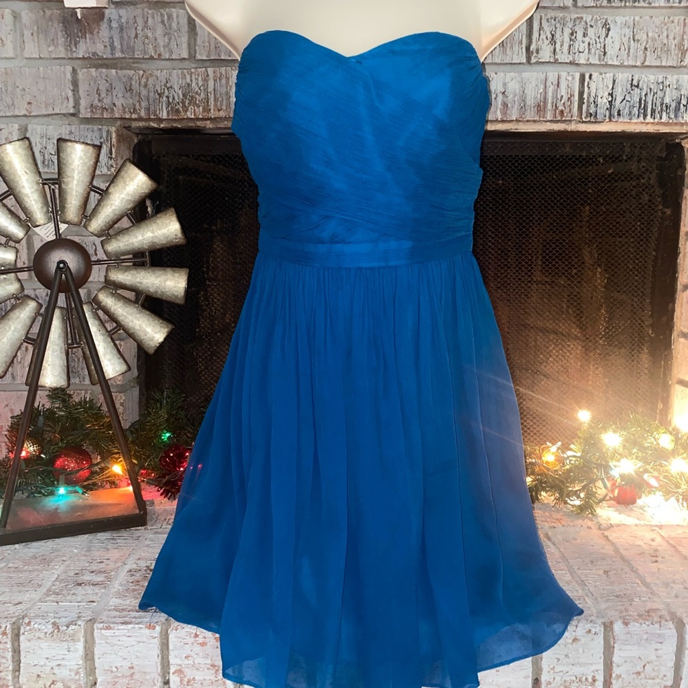 J. Crew Arabella silk Chiffon Teal Dress A-Line, Flowy, Homecoming soft Size10